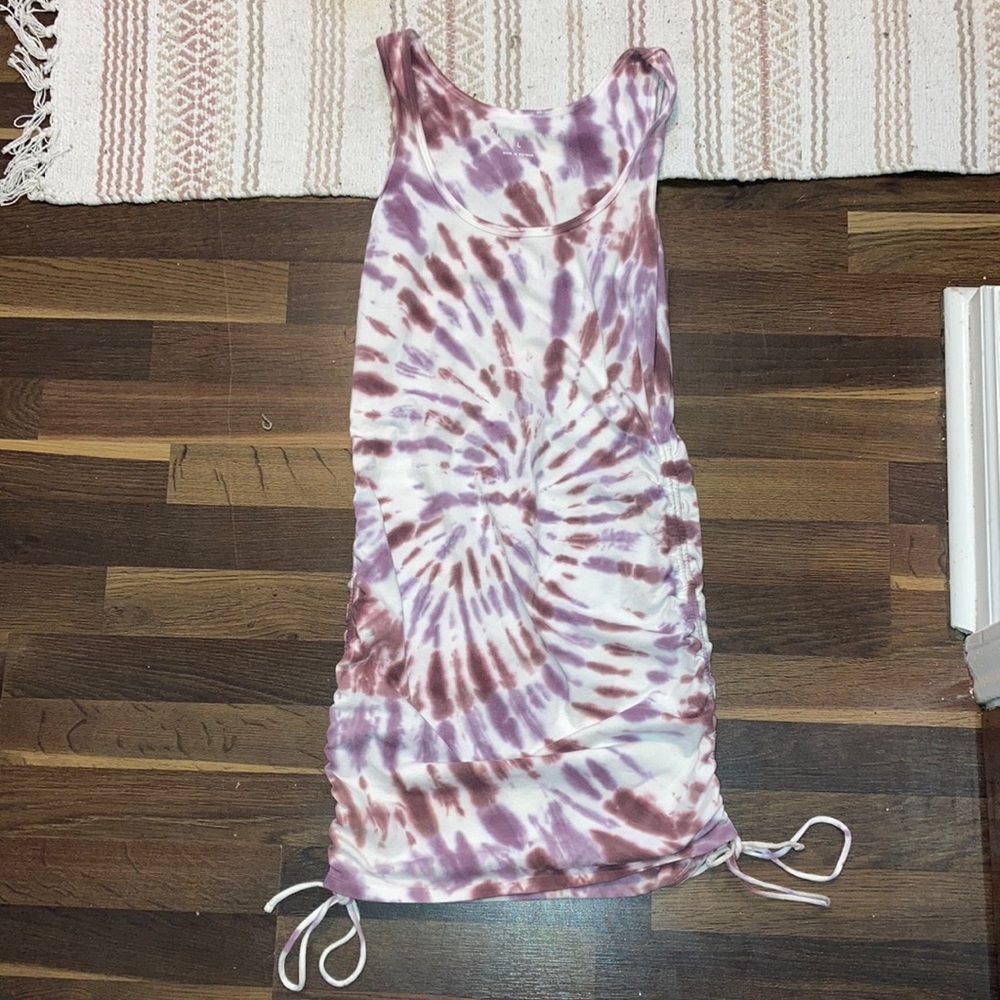 NWOT Purple Tie Dye Side Tie Up Dress
